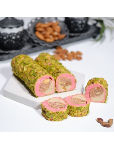 File Fıstıklı Çilekli Badem Kremalı Sarma Lokum