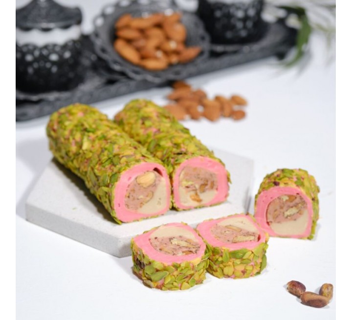 File Fıstıklı Çilekli Badem Kremalı Sarma Lokum