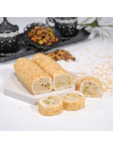 Kadayıflı Fıstıklı Kremalı Sarma Lokum